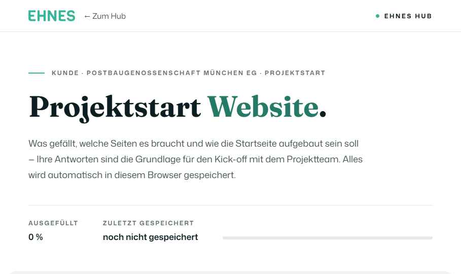 Vorschau des Fragebogens zum Projektstart